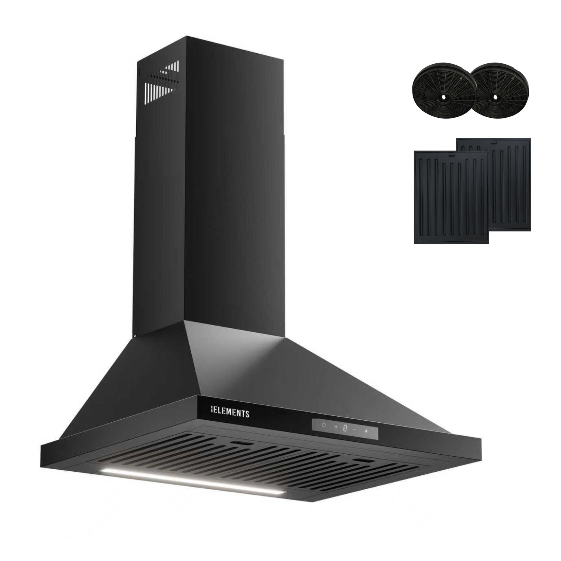 KB ELEMENTS Pyramiden-Dunstabzugshaube 60 cm Schwarz Glas – 650 m³/h, A+++, Touch- & Gestensteuerung
