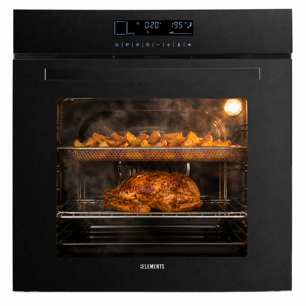 Einbaubackofen ELK75DV1 60 cm Schwarz – Full Touch Display 15 Funktionen A+ KB ELEMENTS