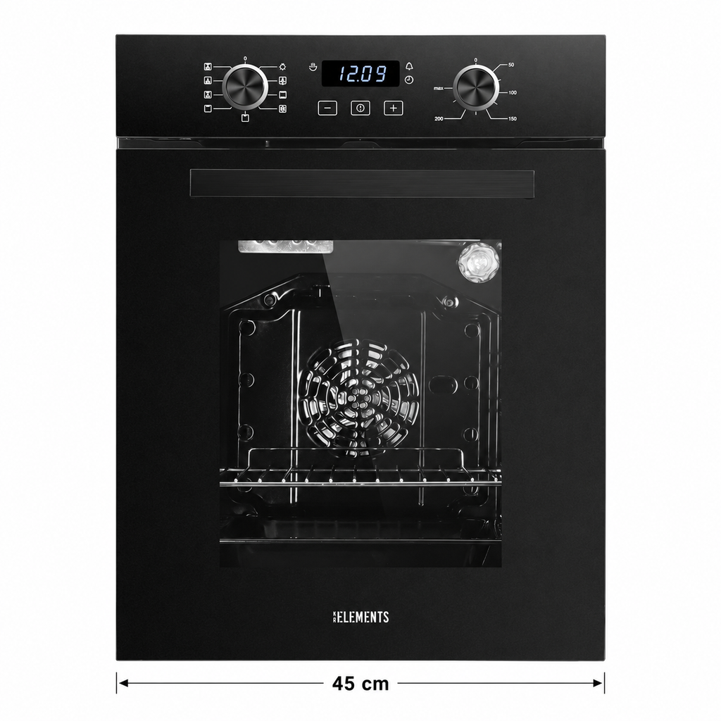 Einbaubackofen 45 cm Schwarz KB ELEMENTS ELK45EV1 – Circle Fan Heater Aqua Clean 9 Funktionen A+