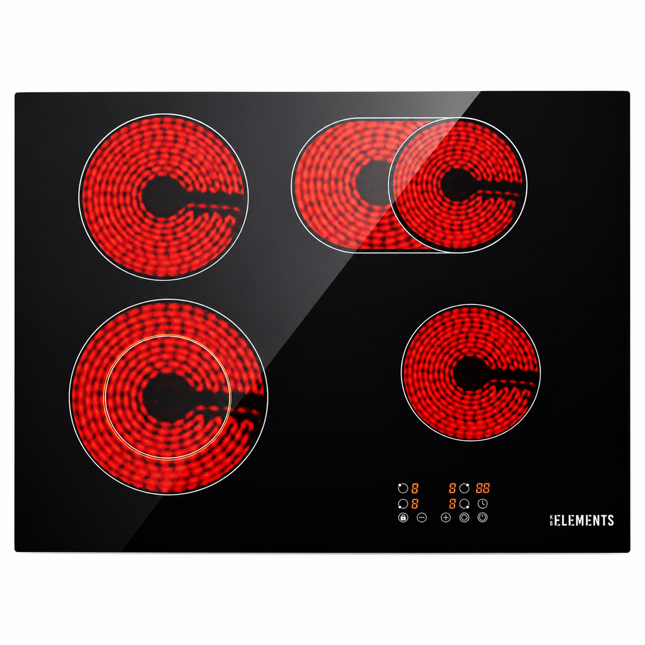 Glaskeramikkochfeld ELK60CR1 60 cm Schwarz 4 Zonen 7200 W KB ELEMENTS