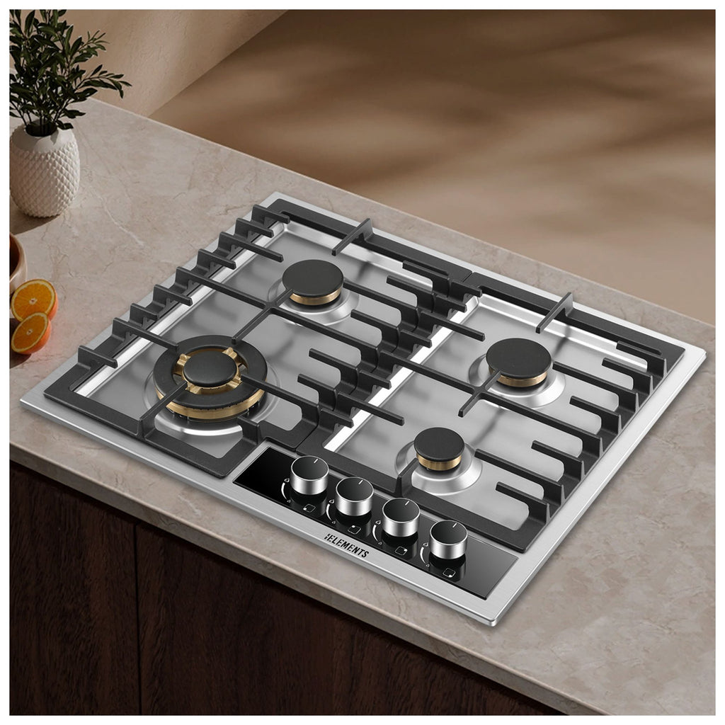 Wok-Dreifachbrenner Gaskochfeld ELK60GH2 60 cm Edelstahl – intensive Hitze KB ELEMENTS