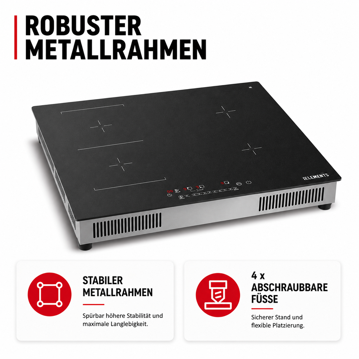 Metallrahmen Induktionskochfeld AntiScratch – KB ELEMENTS Herdset ELK112AS
