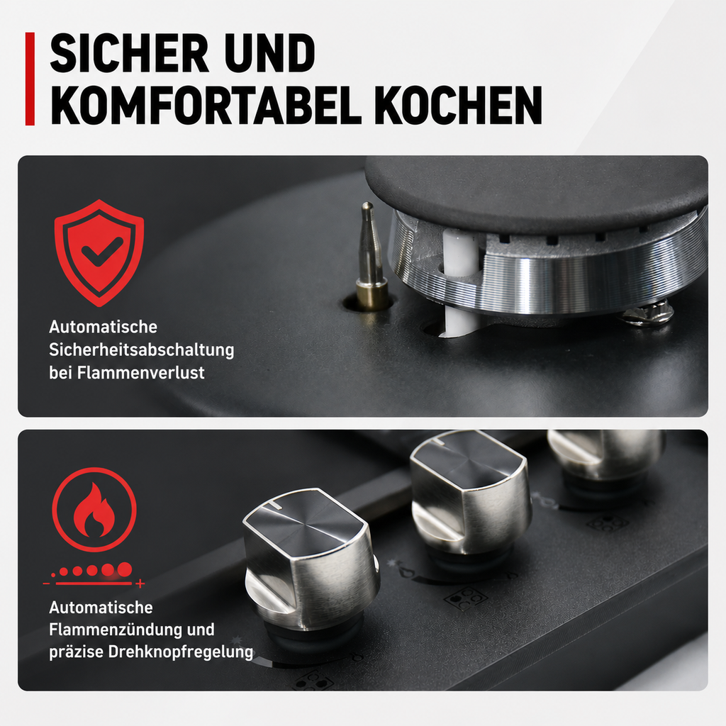 Drehknopf-Steuerung Gaskochfeld 60 cm – KB ELEMENTS Herdset ELK60GH1