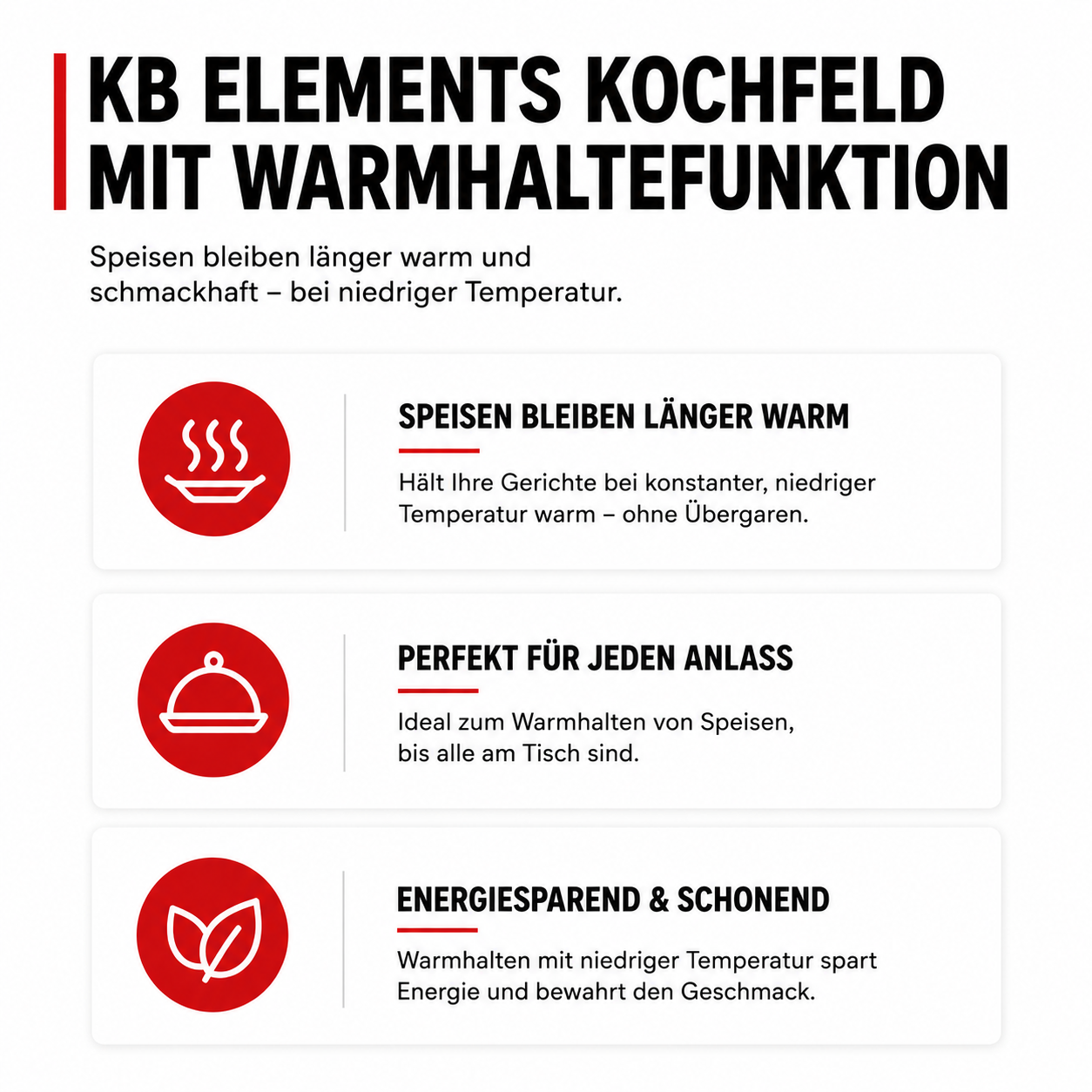 Warmhaltefunktion Induktionskochfeld 90 cm – KB ELEMENTS Herdset ELK106PF
